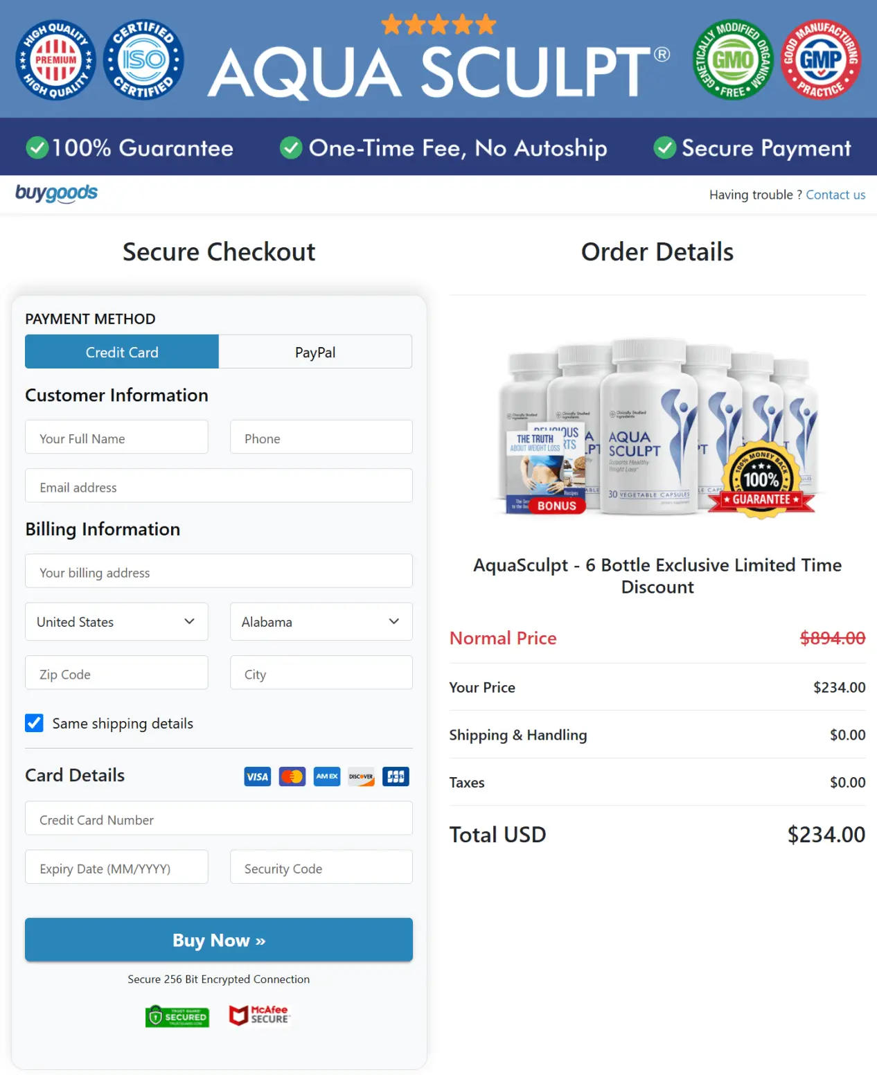 aquasculpt secure checkout